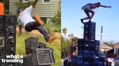 The Viral Milk Crate Challenge, Explained and Discouraged By Health Experts